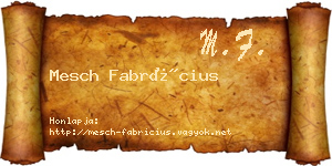 Mesch Fabrícius névjegykártya